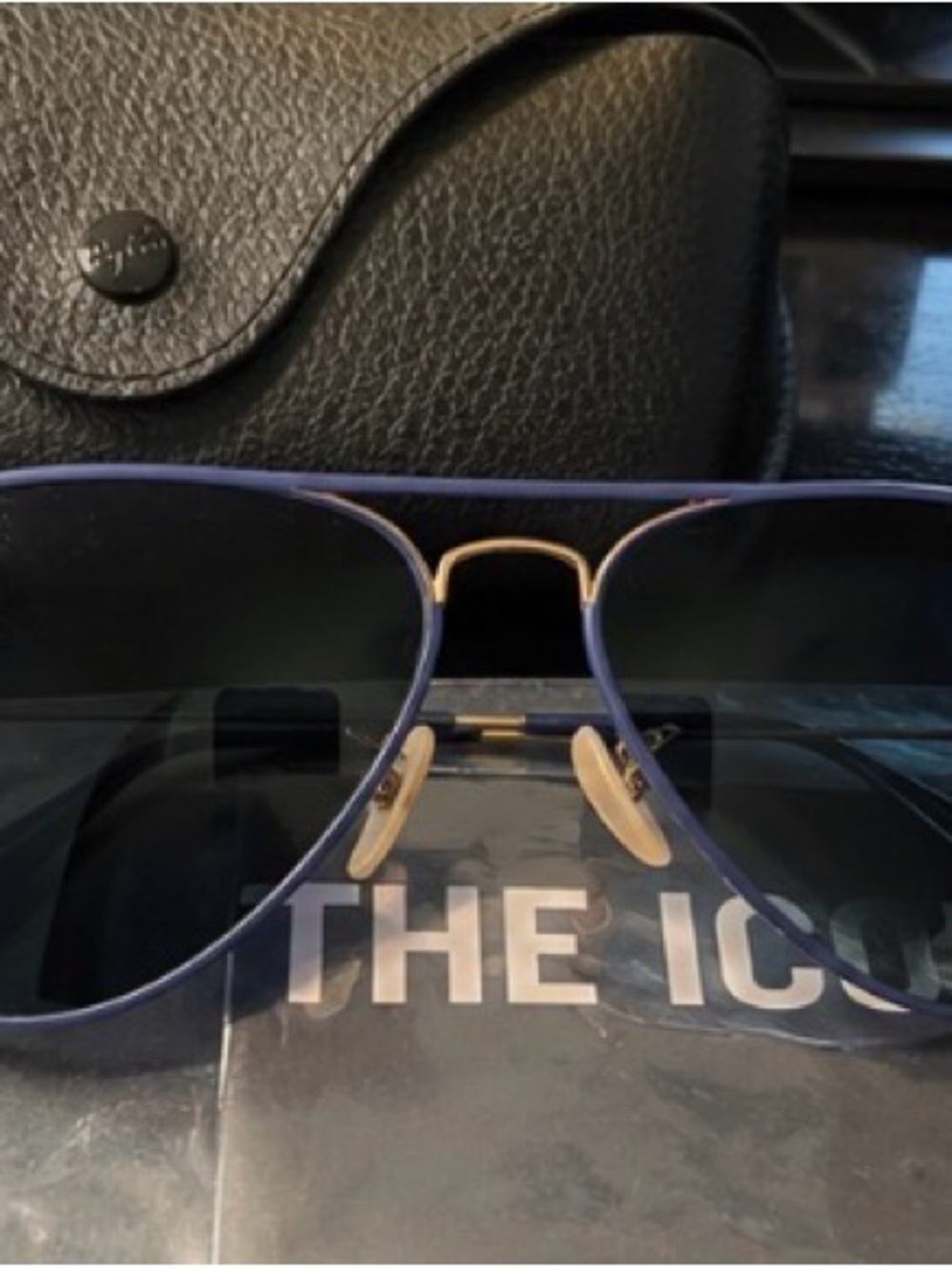 Ray-Ban blueFrame Gold Bridge Sunglasses with Dark Lenses